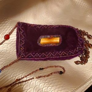 Mini purple velvet beaded purse
